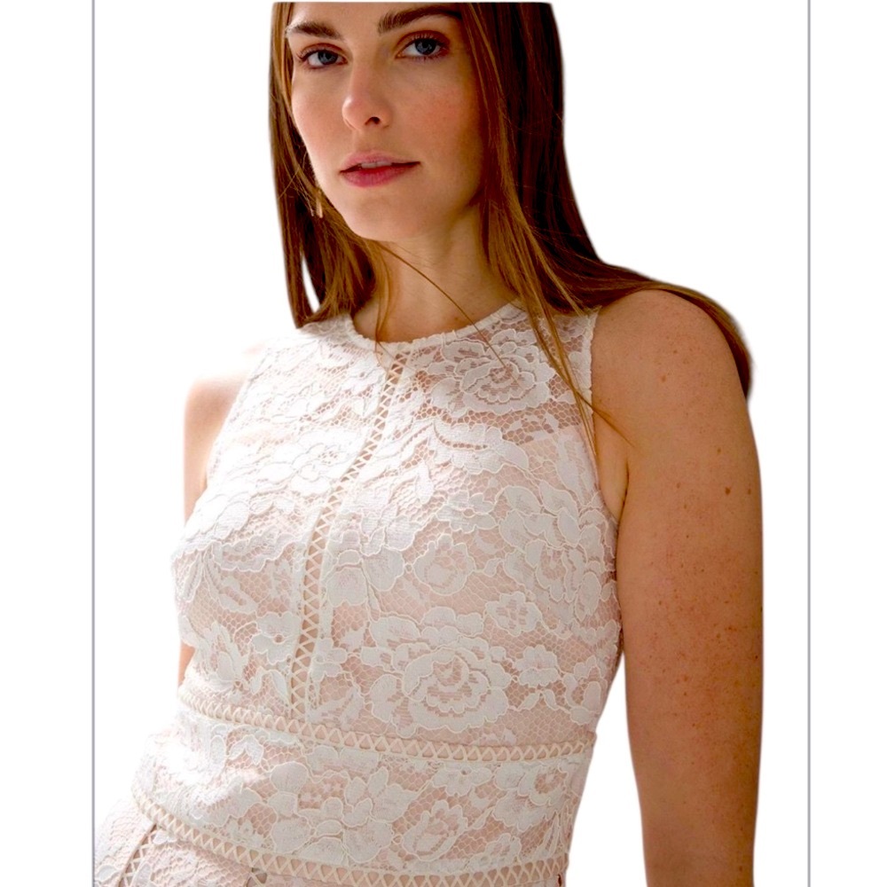 White House Black Market Sleeveless All-Over Lace Fit& Flare Midi Dress -Size: 6 - Picture 6 of 15